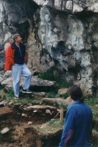 John & crew chief Brent look at the Fleur de Lys quarry wall.